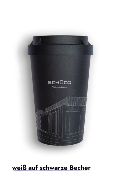 Nachhaltige Coffee to go Becher mit Firmenlogo