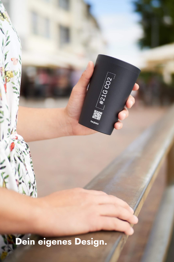 Nachhaltige Mehrweg Kaffeebecher bedruckt mit deinem Design